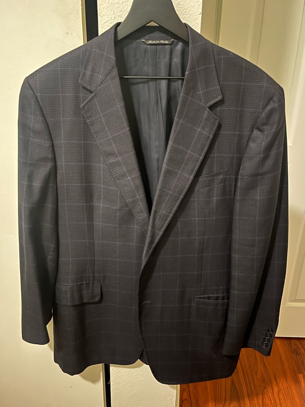 Canali Navy Windowpane Wool Silk Sport Coat